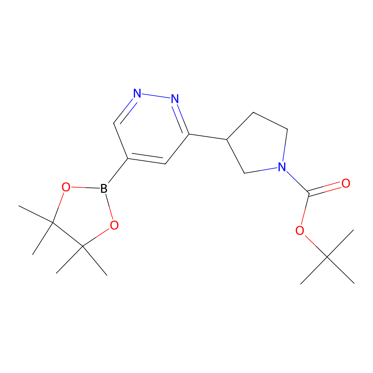 Tert-butyl 3-(5-(4,4,5,5-tetramethyl-1,3,2-dioxaborolan-2-yl)pyridazin-3-yl)pyrrolidine-1-carboxylate molecular structure, CAS 2819707-29-2