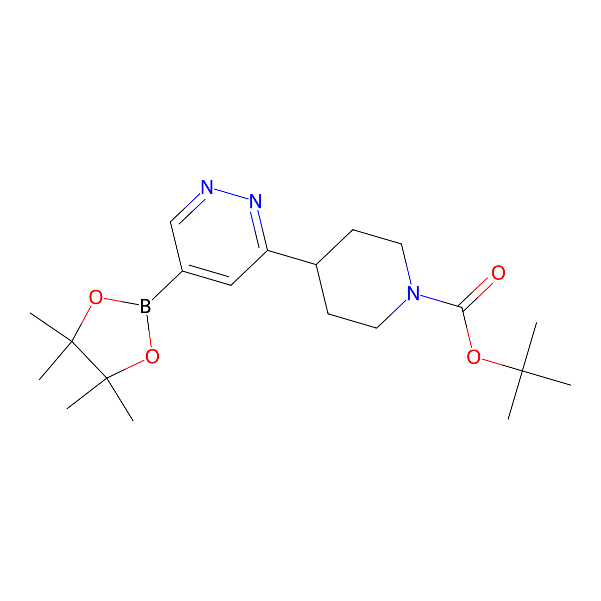 Tert-butyl 4-(5-(4,4,5,5-tetramethyl-1,3,2-dioxaborolan-2-yl)pyridazin-3-yl)piperidine-1-carboxylate molecular structure, CAS 2819707-31-6