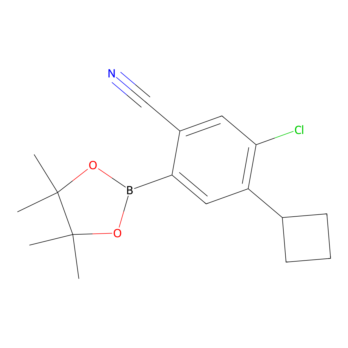 5-Chloro-4-cyclobutyl-2-(4,4,5,5-tetramethyl-1,3,2-dioxaborolan-2-yl)benzonitrile molecular structure, CAS 2819707-33-8