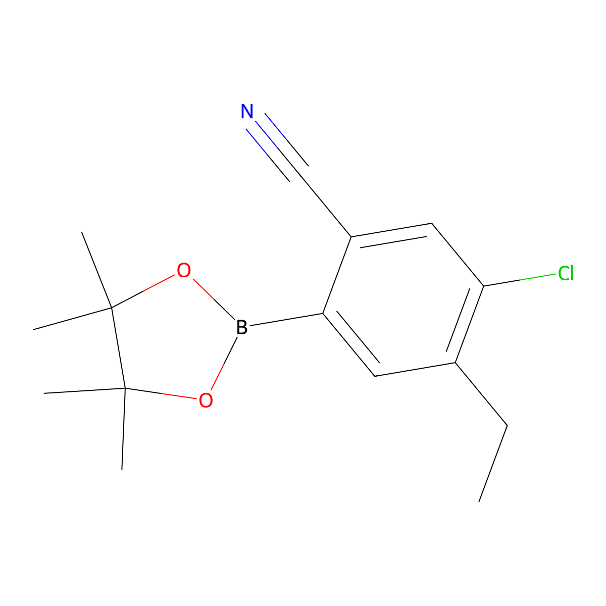5-Chloro-4-ethyl-2-(4,4,5,5-tetramethyl-1,3,2-dioxaborolan-2-yl)benzonitrile molecular structure, CAS 2819707-36-1