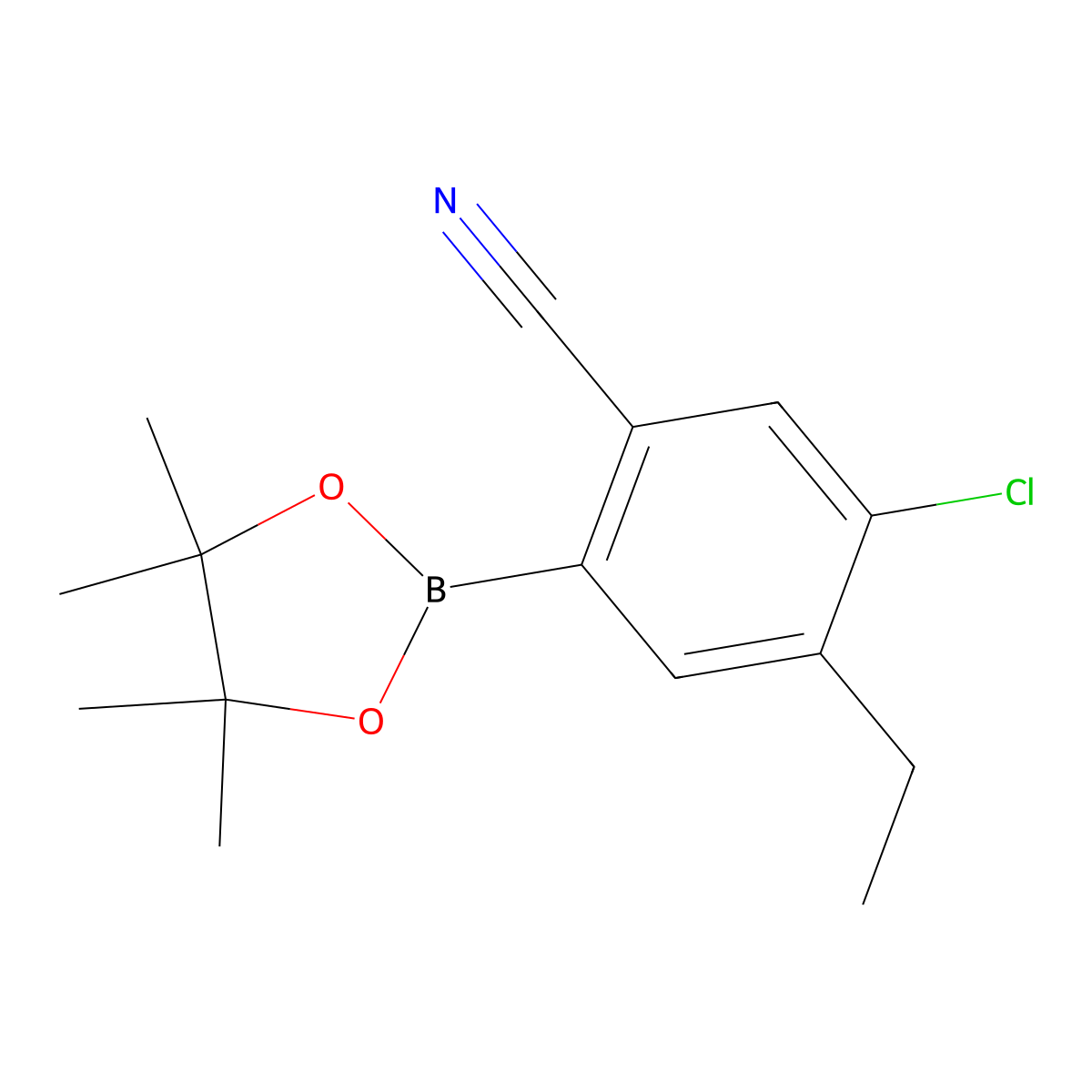 5-Chloro-4-ethyl-2-(4,4,5,5-tetramethyl-1,3,2-dioxaborolan-2-yl)benzonitrile molecular structure, CAS 2819707-36-1