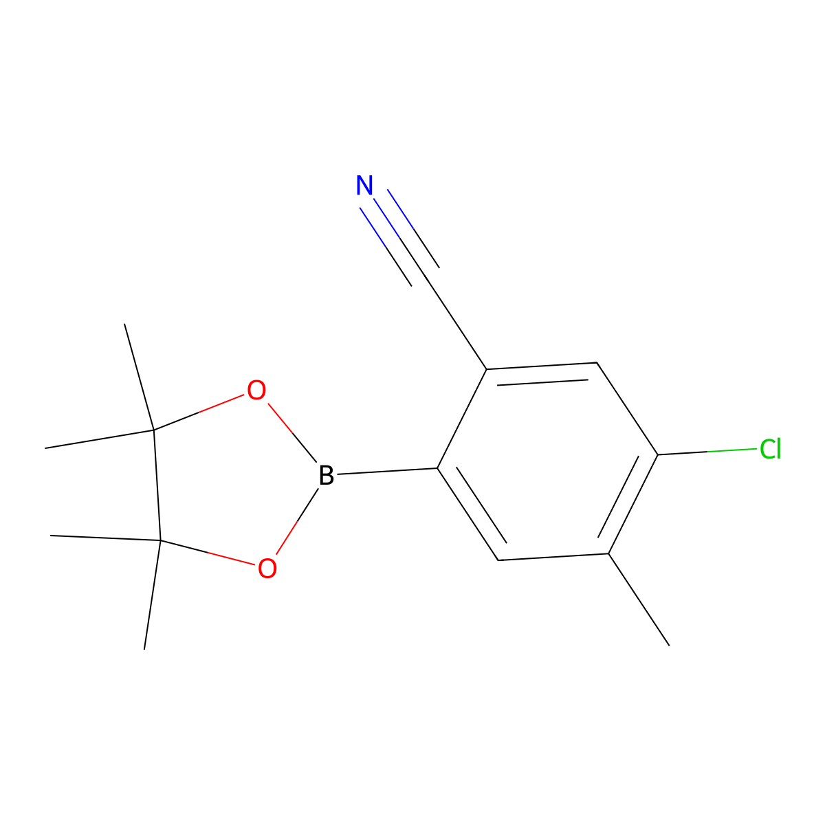 5-Chloro-4-methyl-2-(4,4,5,5-tetramethyl-1,3,2-dioxaborolan-2-yl)benzonitrile molecular structure, CAS 2819707-37-2