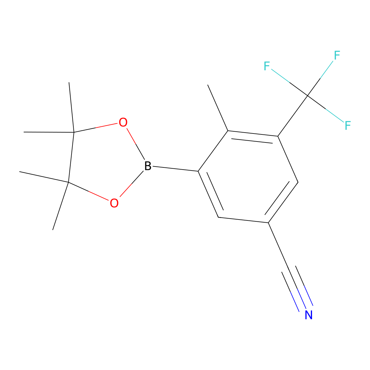 4-Methyl-3-(4,4,5,5-tetramethyl-1,3,2-dioxaborolan-2-yl)-5-(trifluoromethyl)benzonitrile molecular structure, CAS 2819707-40-7