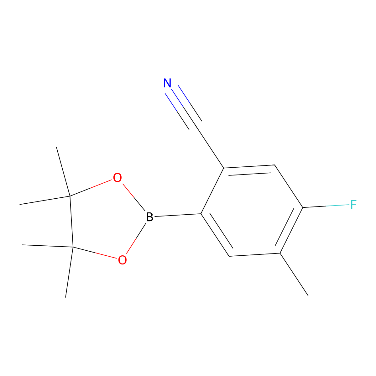 5-Fluoro-4-methyl-2-(4,4,5,5-tetramethyl-1,3,2-dioxaborolan-2-yl)benzonitrile molecular structure, CAS 2819707-42-9
