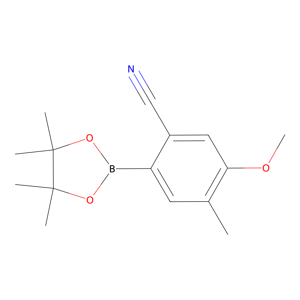 5-Methoxy-4-methyl-2-(4,4,5,5-tetramethyl-1,3,2-dioxaborolan-2-yl)benzonitrile molecular structure, CAS 2819707-43-0