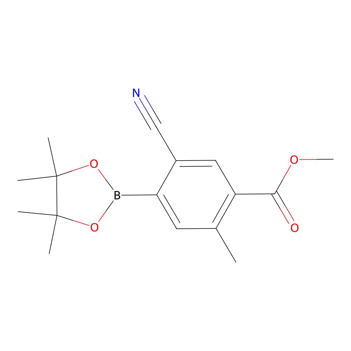Methyl 5-cyano-2-methyl-4-(4,4,5,5-tetramethyl-1,3,2-dioxaborolan-2-yl)benzoate molecular structure, CAS 2819707-44-1