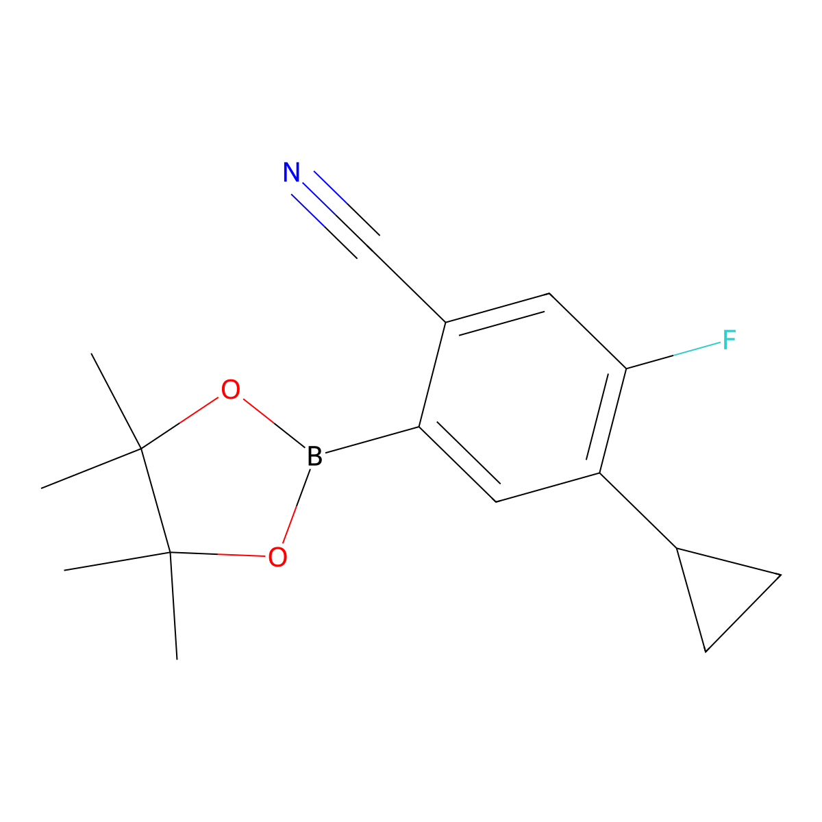 4-Cyclopropyl-5-fluoro-2-(4,4,5,5-tetramethyl-1,3,2-dioxaborolan-2-yl)benzonitrile molecular structure, CAS 2819707-46-3