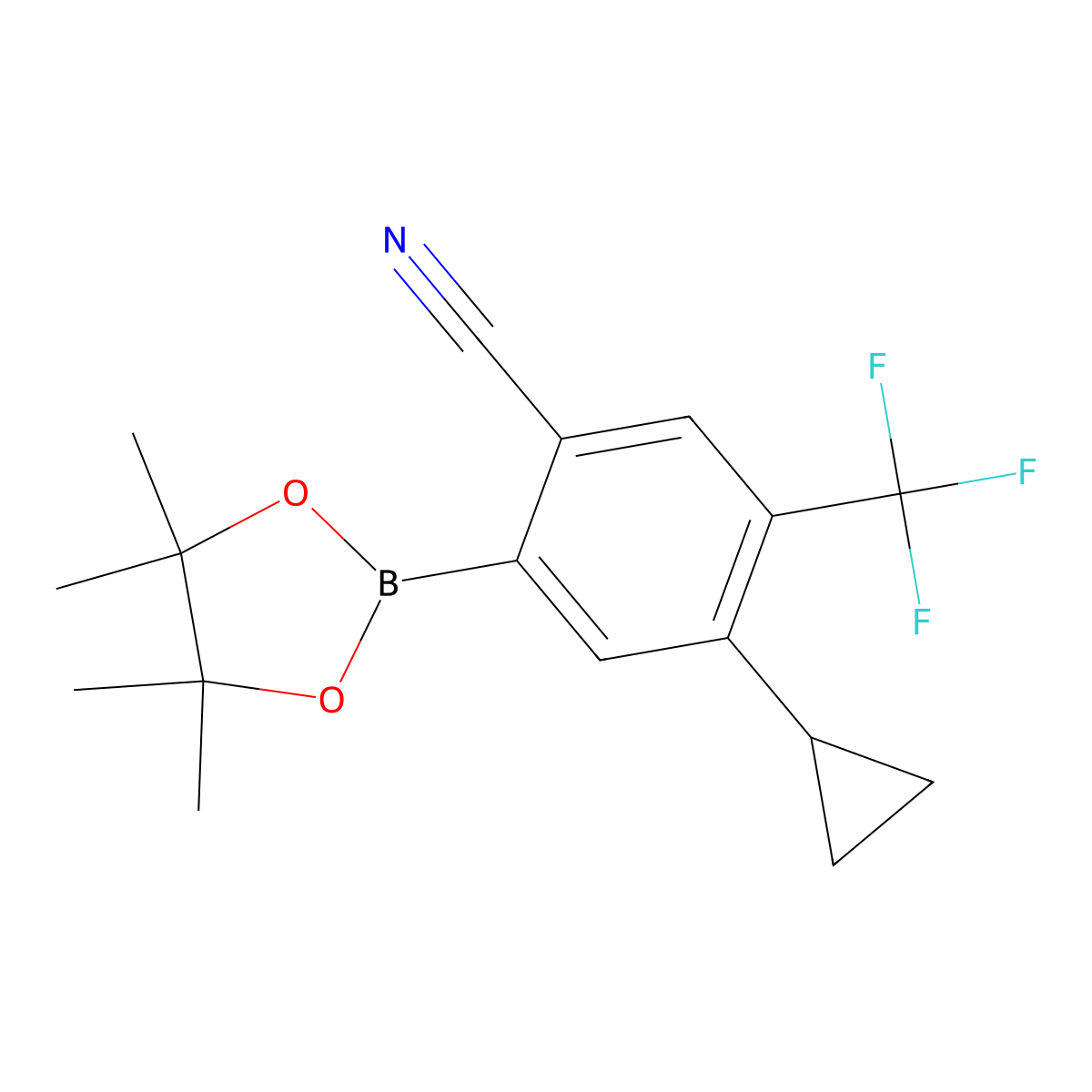 4-Cyclopropyl-2-(4,4,5,5-tetramethyl-1,3,2-dioxaborolan-2-yl)-5-(trifluoromethyl)benzonitrile molecular structure, CAS 2819707-47-4