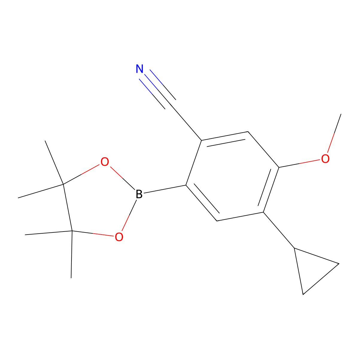 4-Cyclopropyl-5-methoxy-2-(4,4,5,5-tetramethyl-1,3,2-dioxaborolan-2-yl)benzonitrile molecular structure, CAS 2819707-48-5