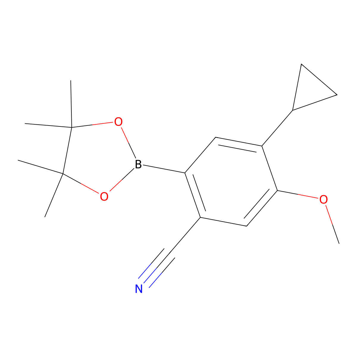 4-Cyclopropyl-5-methoxy-2-(4,4,5,5-tetramethyl-1,3,2-dioxaborolan-2-yl)benzonitrile molecular structure, CAS 2819707-48-5