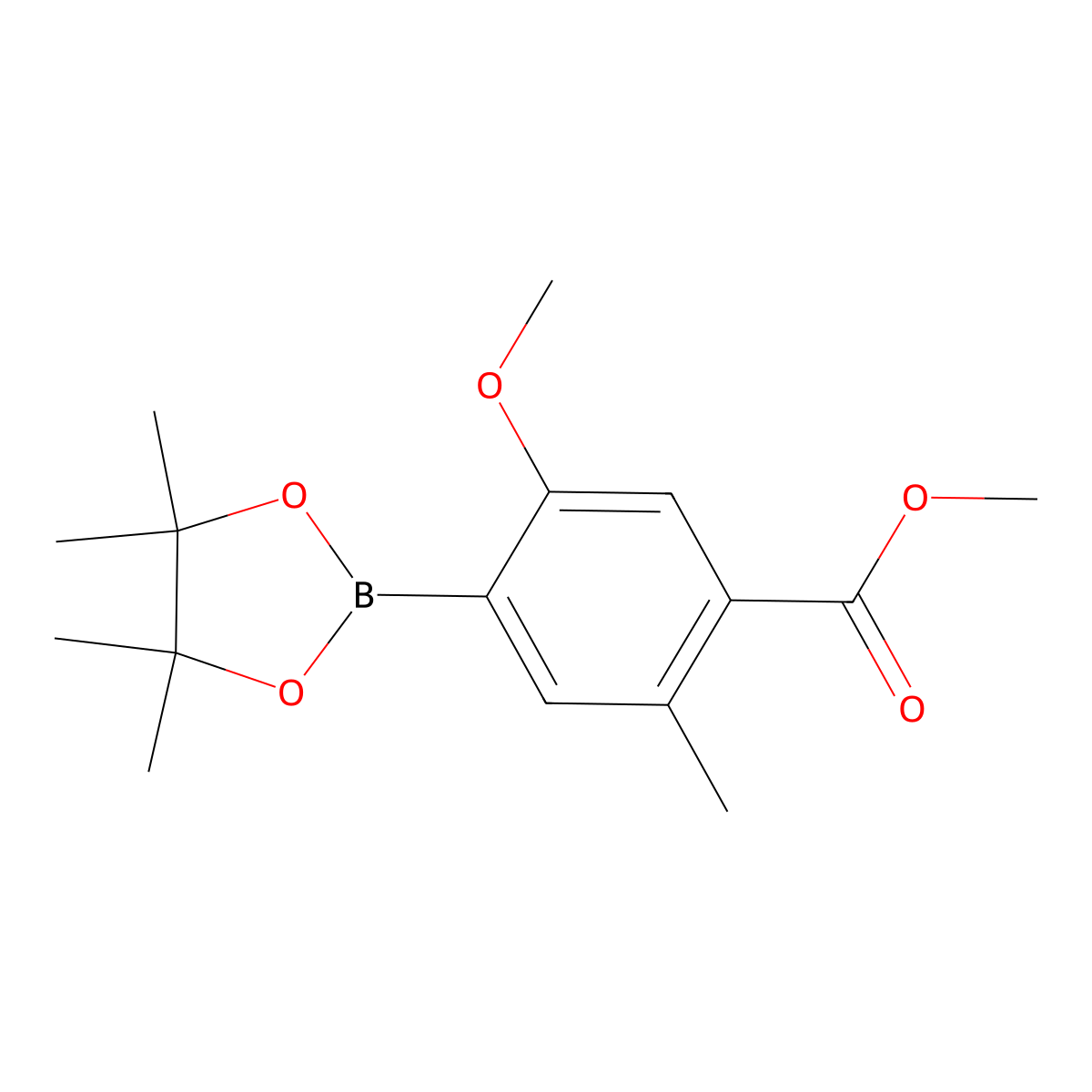 Methyl 5-methoxy-2-methyl-4-(4,4,5,5-tetramethyl-1,3,2-dioxaborolan-2-yl)benzoate molecular structure, CAS 2819707-52-1