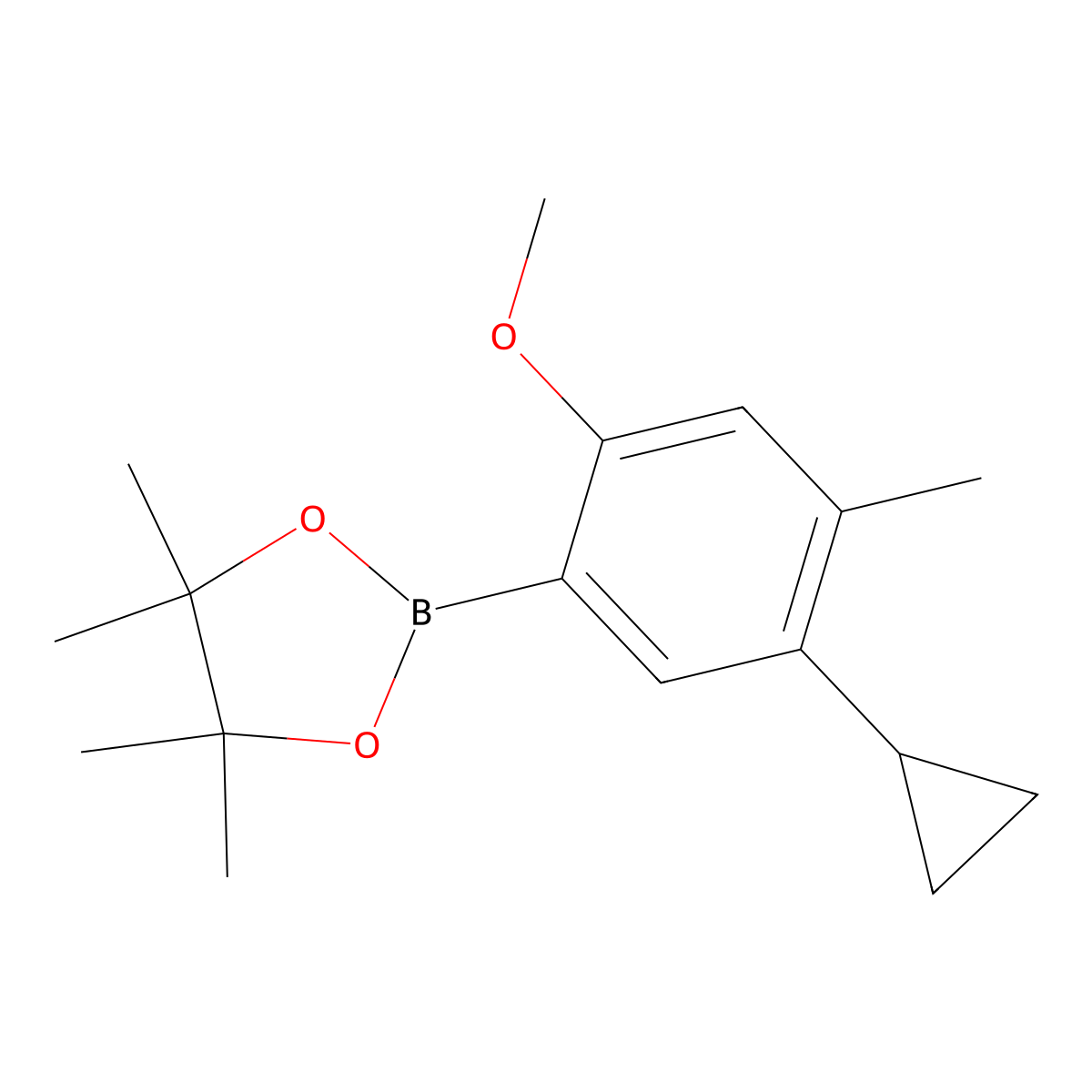 2-(5-Cyclopropyl-2-methoxy-4-methylphenyl)-4,4,5,5-tetramethyl-1,3,2-dioxaborolane molecular structure, CAS 2819707-53-2