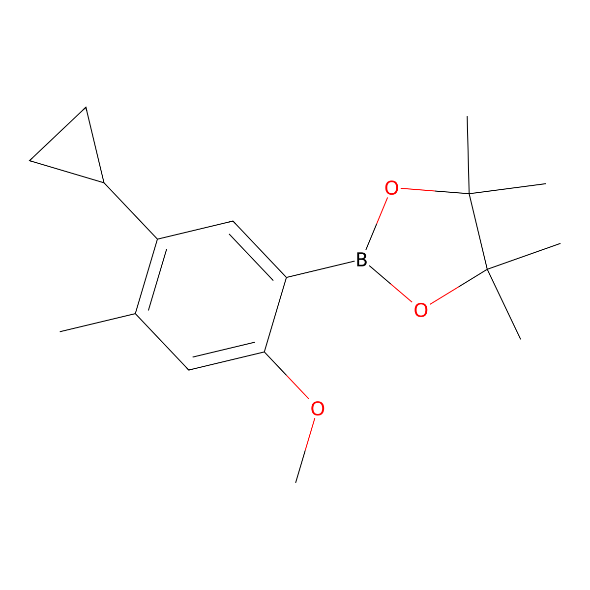 2-(5-Cyclopropyl-2-methoxy-4-methylphenyl)-4,4,5,5-tetramethyl-1,3,2-dioxaborolane molecular structure, CAS 2819707-53-2