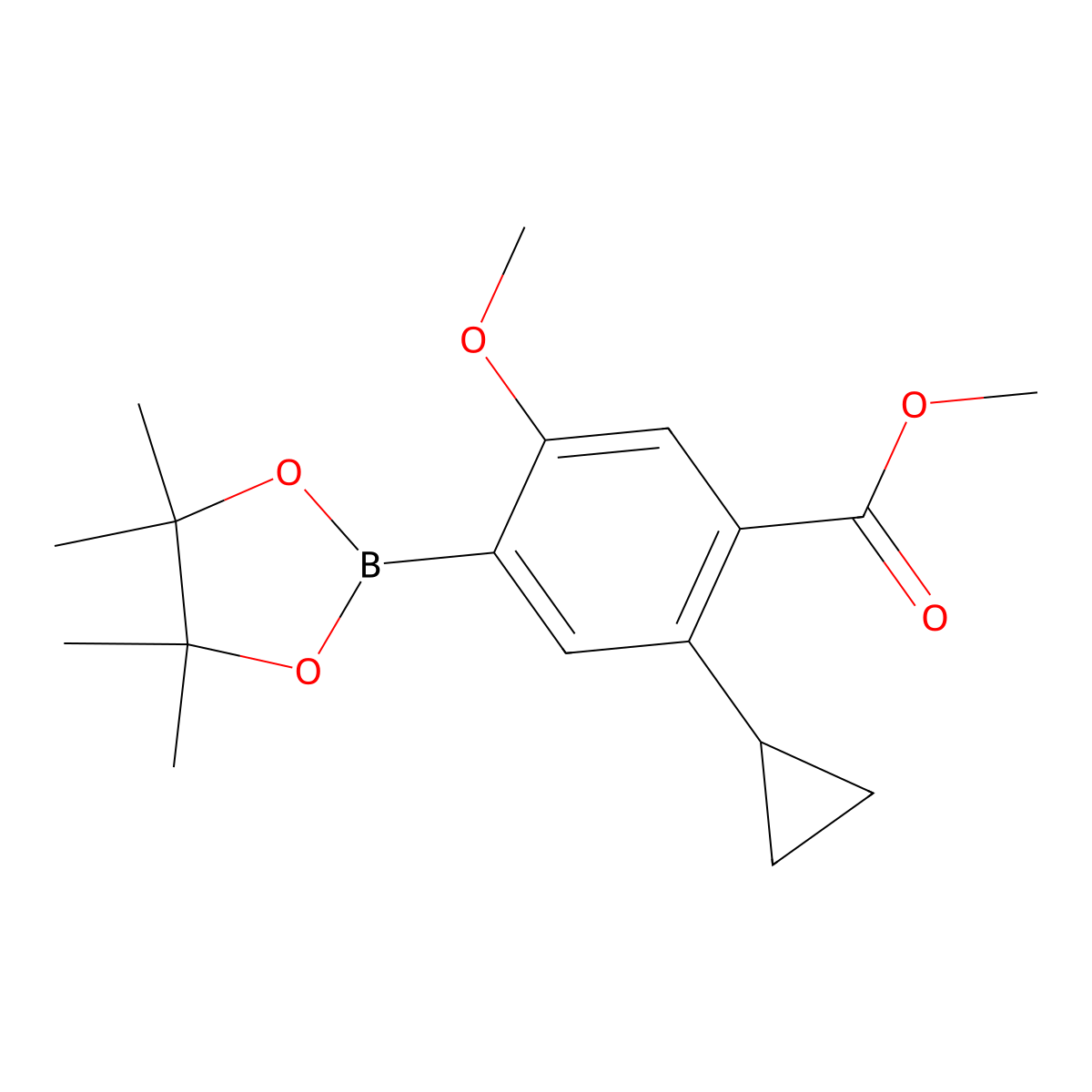Methyl 2-cyclopropyl-5-methoxy-4-(4,4,5,5-tetramethyl-1,3,2-dioxaborolan-2-yl)benzoate molecular structure, CAS 2819707-54-3