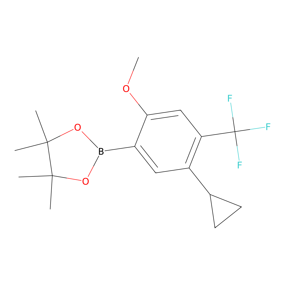 2-(5-Cyclopropyl-2-methoxy-4-(trifluoromethyl)phenyl)-4,4,5,5-tetramethyl-1,3,2-dioxaborolane molecular structure, CAS 2819707-55-4