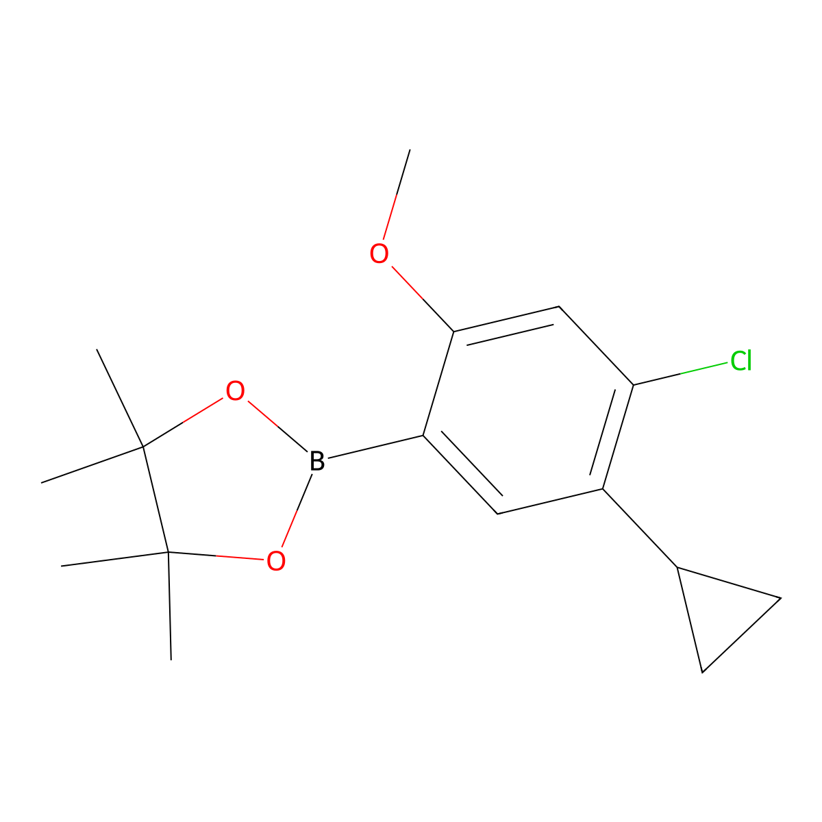 2-(4-Chloro-5-cyclopropyl-2-methoxyphenyl)-4,4,5,5-tetramethyl-1,3,2-dioxaborolane molecular structure, CAS 2819707-57-6