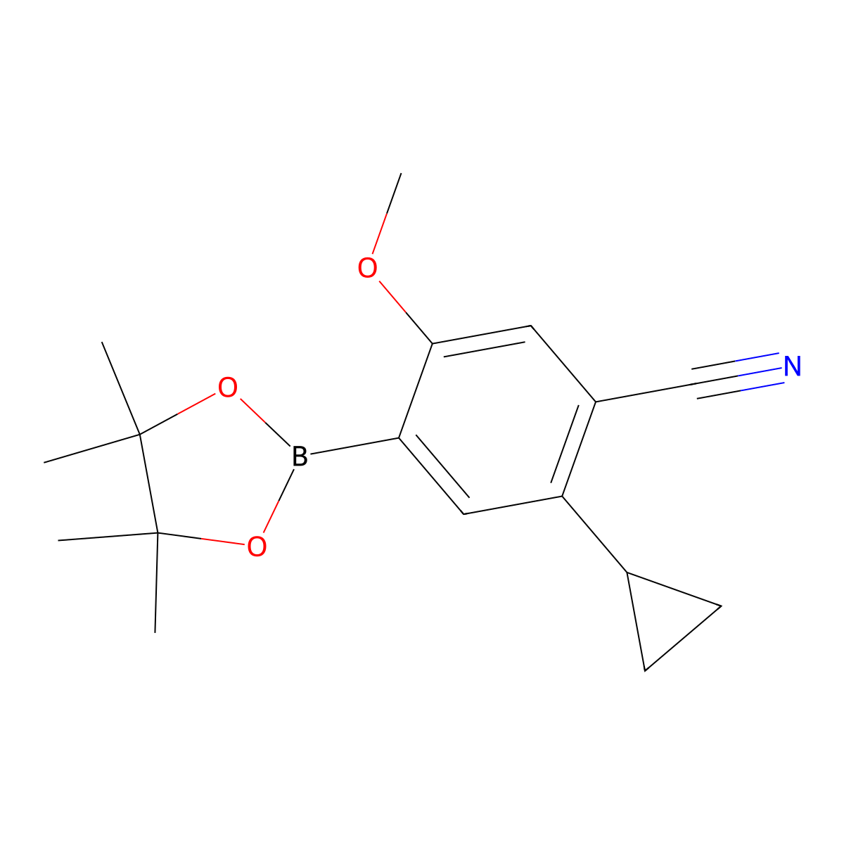 2-Cyclopropyl-5-methoxy-4-(4,4,5,5-tetramethyl-1,3,2-dioxaborolan-2-yl)benzonitrile molecular structure, CAS 2819707-59-8