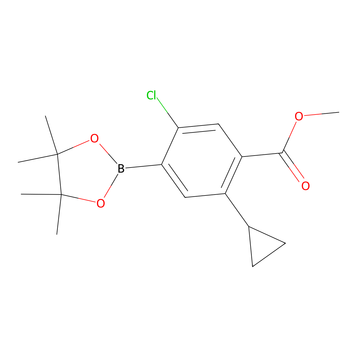 Methyl 5-chloro-2-cyclopropyl-4-(4,4,5,5-tetramethyl-1,3,2-dioxaborolan-2-yl)benzoate molecular structure, CAS 2819707-61-2