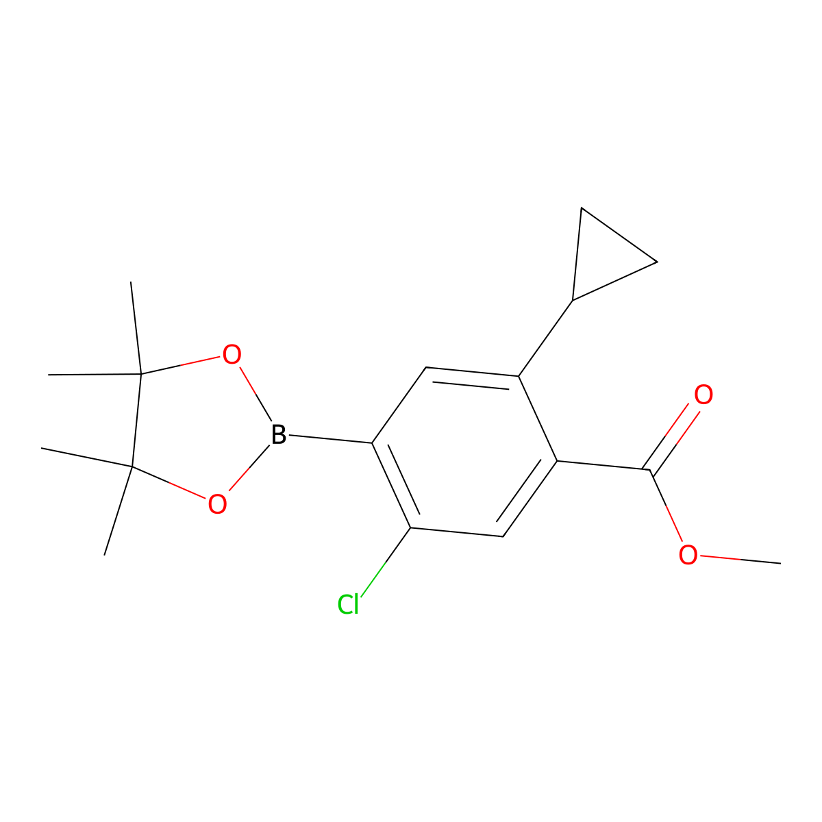 Methyl 5-chloro-2-cyclopropyl-4-(4,4,5,5-tetramethyl-1,3,2-dioxaborolan-2-yl)benzoate molecular structure, CAS 2819707-61-2