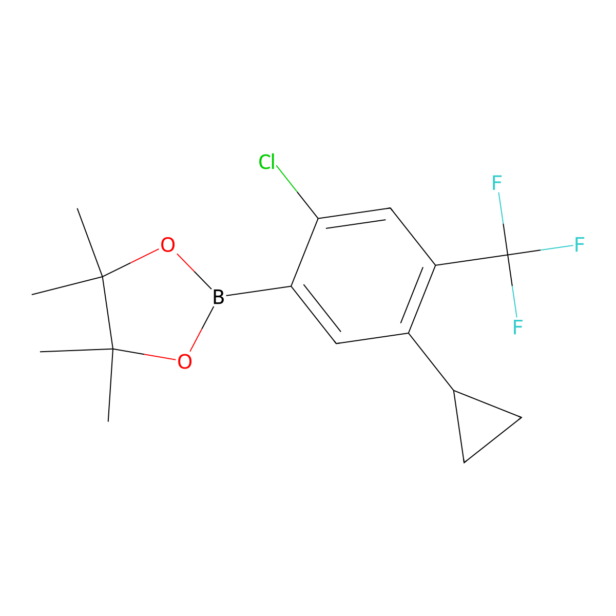2-(2-Chloro-5-cyclopropyl-4-(trifluoromethyl)phenyl)-4,4,5,5-tetramethyl-1,3,2-dioxaborolane molecular structure, CAS 2819707-62-3