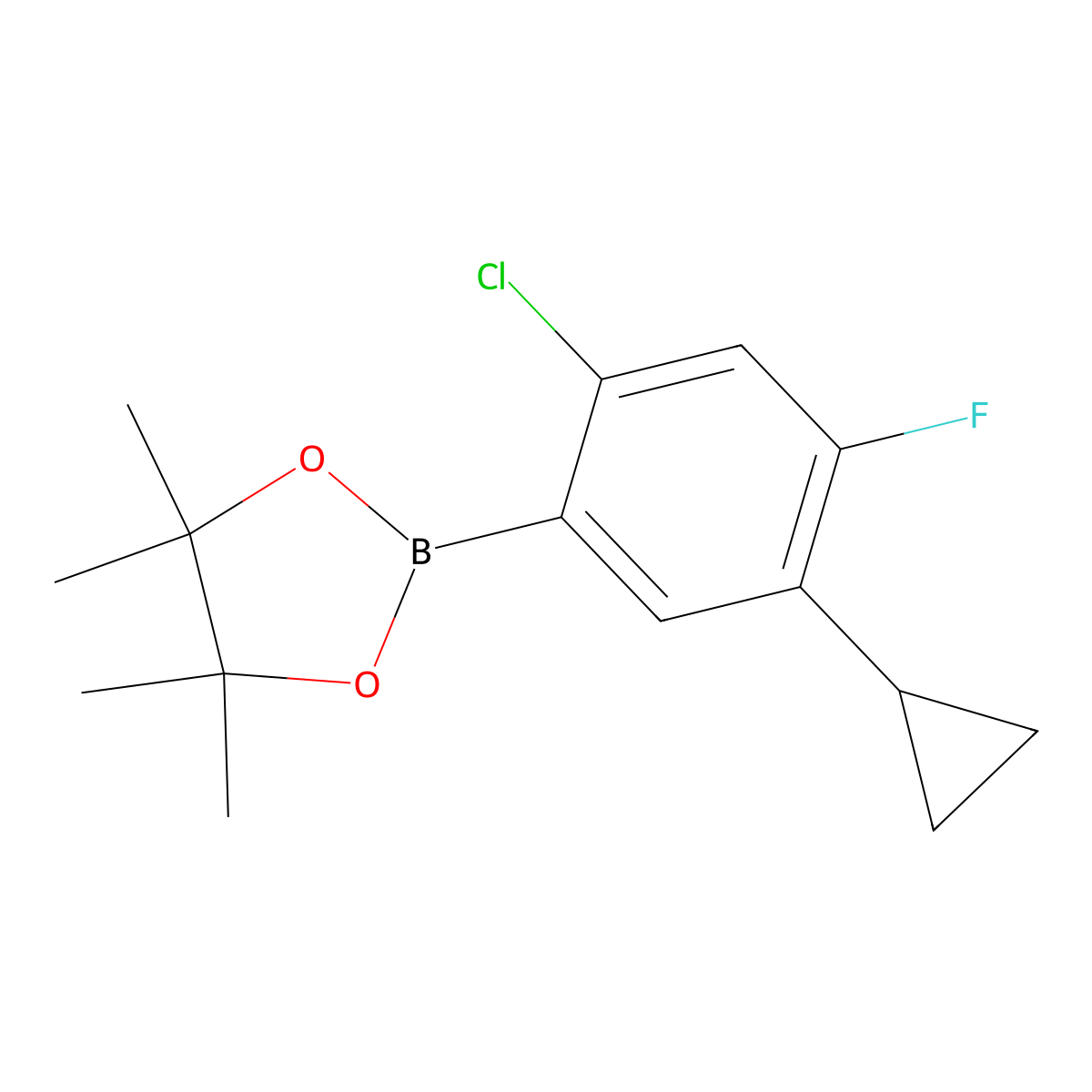 2-(2-Chloro-5-cyclopropyl-4-fluorophenyl)-4,4,5,5-tetramethyl-1,3,2-dioxaborolane molecular structure, CAS 2819707-63-4