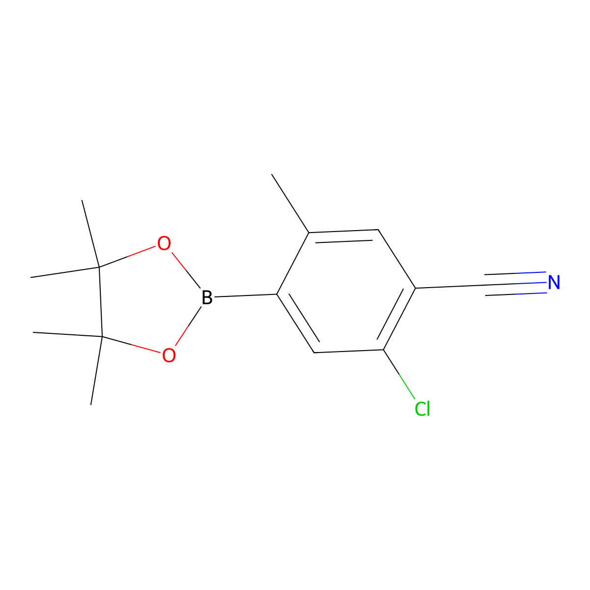 2-Chloro-5-methyl-4-(4,4,5,5-tetramethyl-1,3,2-dioxaborolan-2-yl)benzonitrile molecular structure, CAS 2819707-66-7