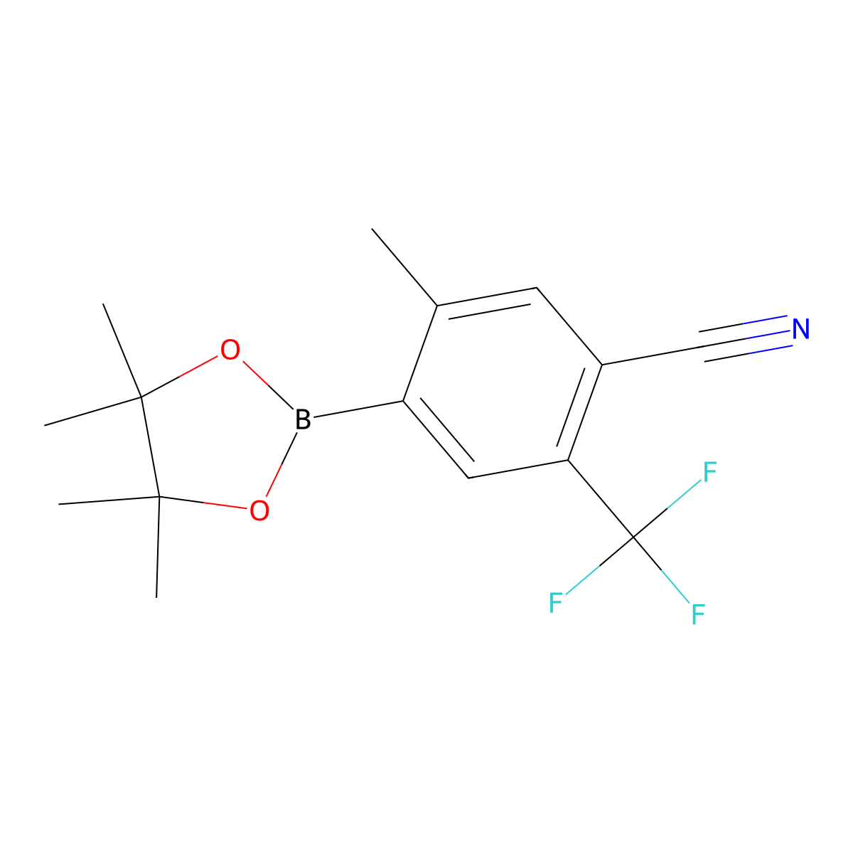 5-Methyl-4-(4,4,5,5-tetramethyl-1,3,2-dioxaborolan-2-yl)-2-(trifluoromethyl)benzonitrile molecular structure, CAS 2819707-68-9