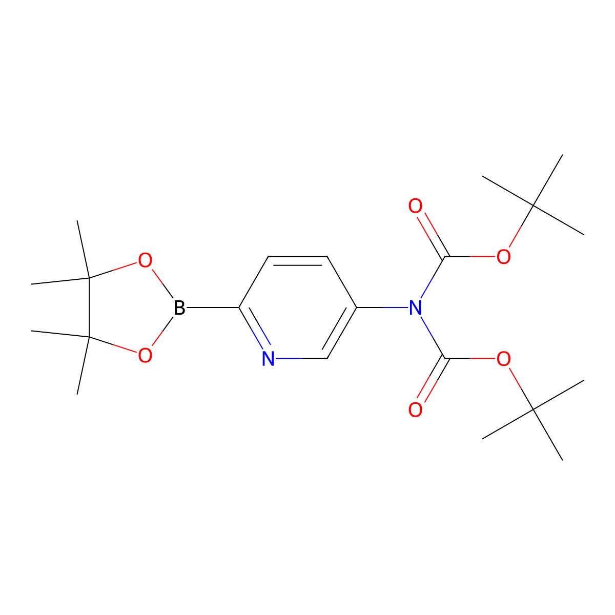 5-(Di-Boc-amino)pyridine-2-boronic acid pinacol ester molecular structure, CAS 2819707-70-3