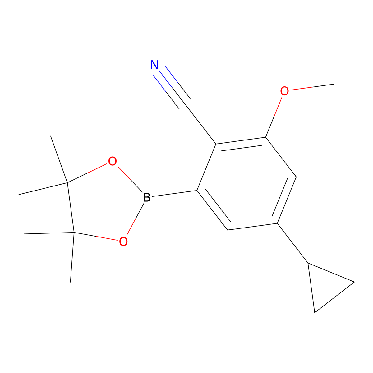 4-Cyclopropyl-2-methoxy-6-(4,4,5,5-tetramethyl-1,3,2-dioxaborolan-2-yl)benzonitrile molecular structure, CAS 2819707-73-6