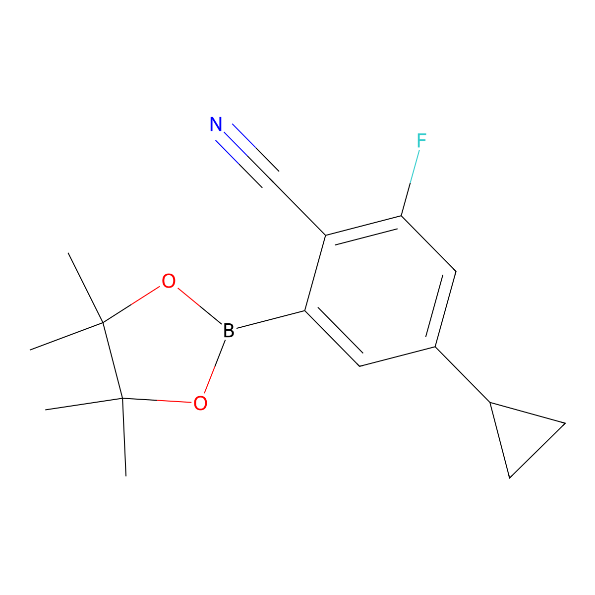 4-Cyclopropyl-2-fluoro-6-(4,4,5,5-tetramethyl-1,3,2-dioxaborolan-2-yl)benzonitrile molecular structure, CAS 2819707-74-7