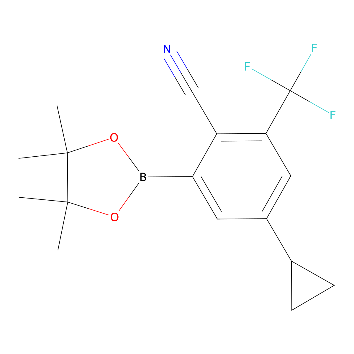 4-Cyclopropyl-2-(4,4,5,5-tetramethyl-1,3,2-dioxaborolan-2-yl)-6-(trifluoromethyl)benzonitrile molecular structure, CAS 2819707-75-8