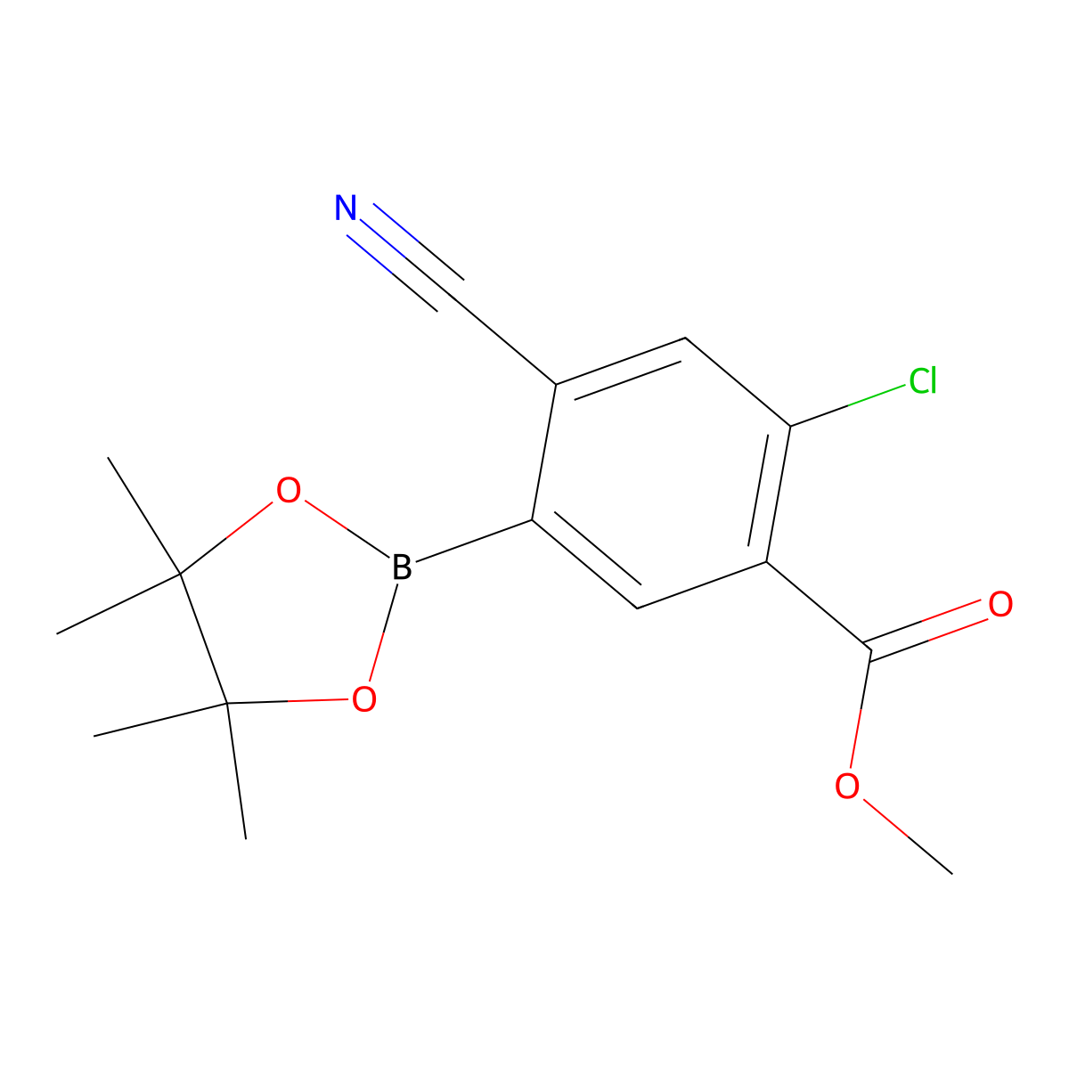 Methyl 2-chloro-4-cyano-5-(4,4,5,5-tetramethyl-1,3,2-dioxaborolan-2-yl)benzoate molecular structure, CAS 2819707-78-1