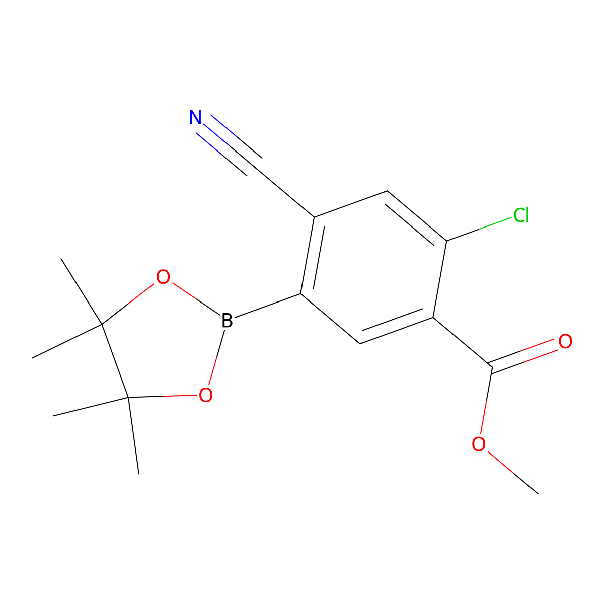 Methyl 2-chloro-4-cyano-5-(4,4,5,5-tetramethyl-1,3,2-dioxaborolan-2-yl)benzoate molecular structure, CAS 2819707-78-1