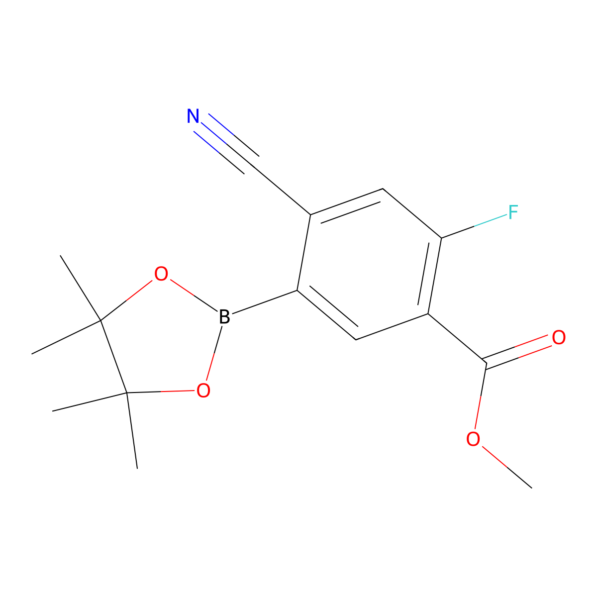 Methyl 4-cyano-2-fluoro-5-(4,4,5,5-tetramethyl-1,3,2-dioxaborolan-2-yl)benzoate molecular structure, CAS 2819707-79-2