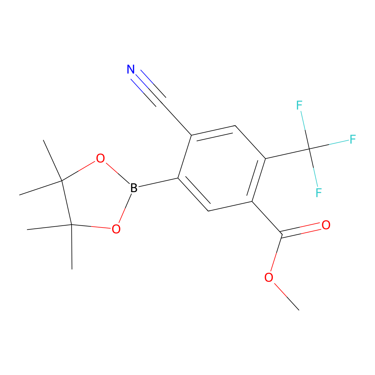 Methyl 4-cyano-5-(4,4,5,5-tetramethyl-1,3,2-dioxaborolan-2-yl)-2-(trifluoromethyl)benzoate molecular structure, CAS 2819707-80-5