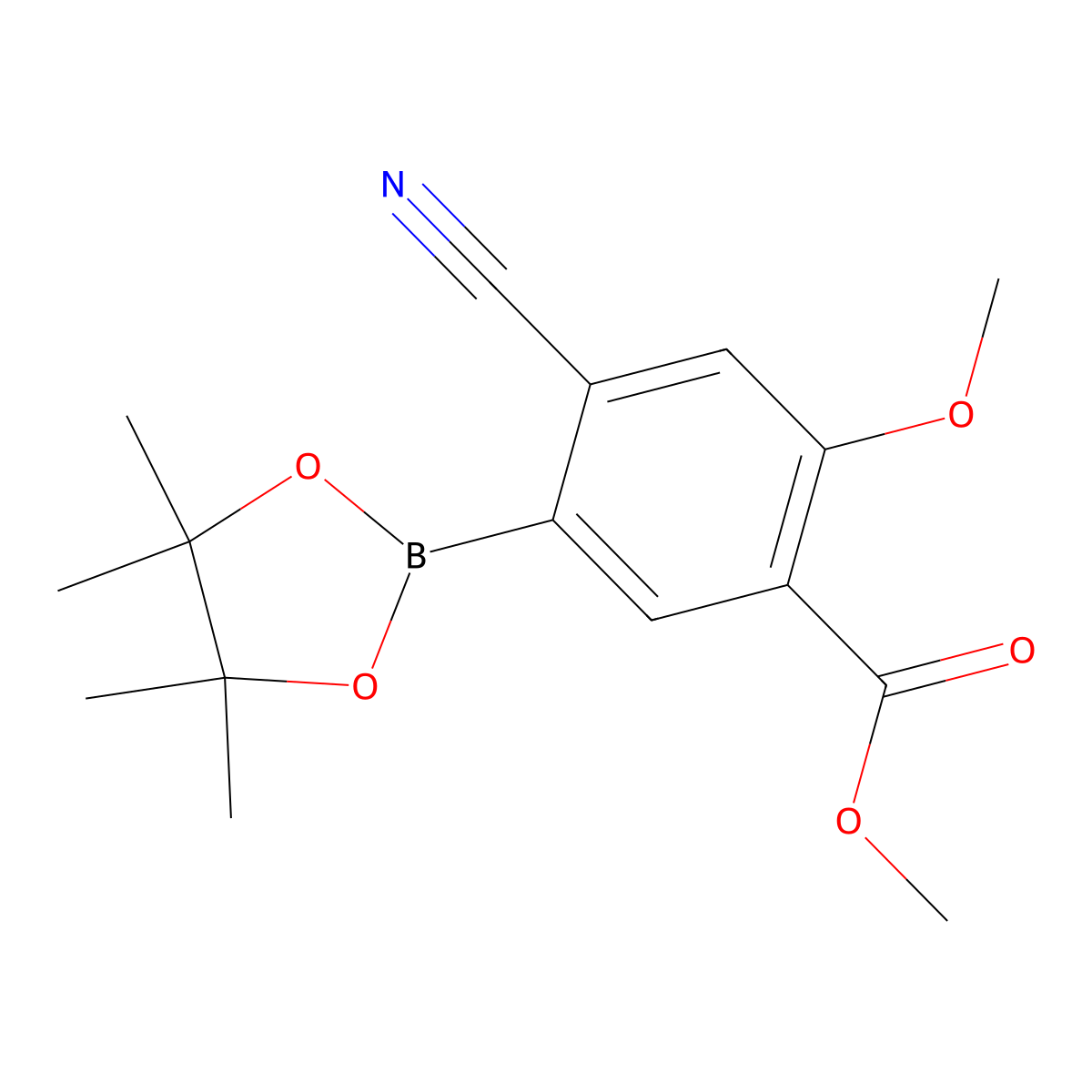 Methyl 4-cyano-2-methoxy-5-(4,4,5,5-tetramethyl-1,3,2-dioxaborolan-2-yl)benzoate molecular structure, CAS 2819707-81-6