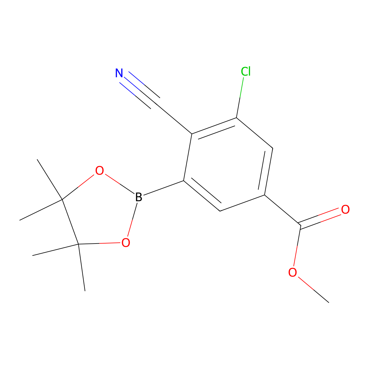 Methyl 3-chloro-4-cyano-5-(4,4,5,5-tetramethyl-1,3,2-dioxaborolan-2-yl)benzoate molecular structure, CAS 2819707-84-9