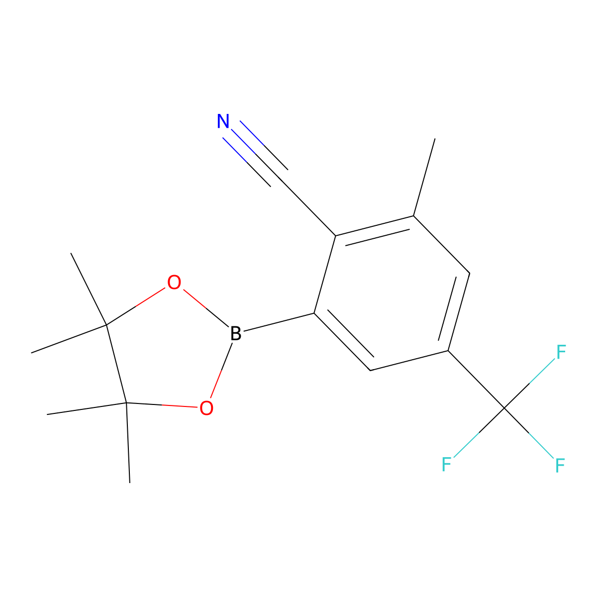 2-Methyl-6-(4,4,5,5-tetramethyl-1,3,2-dioxaborolan-2-yl)-4-(trifluoromethyl)benzonitrile molecular structure, CAS 2819707-89-4