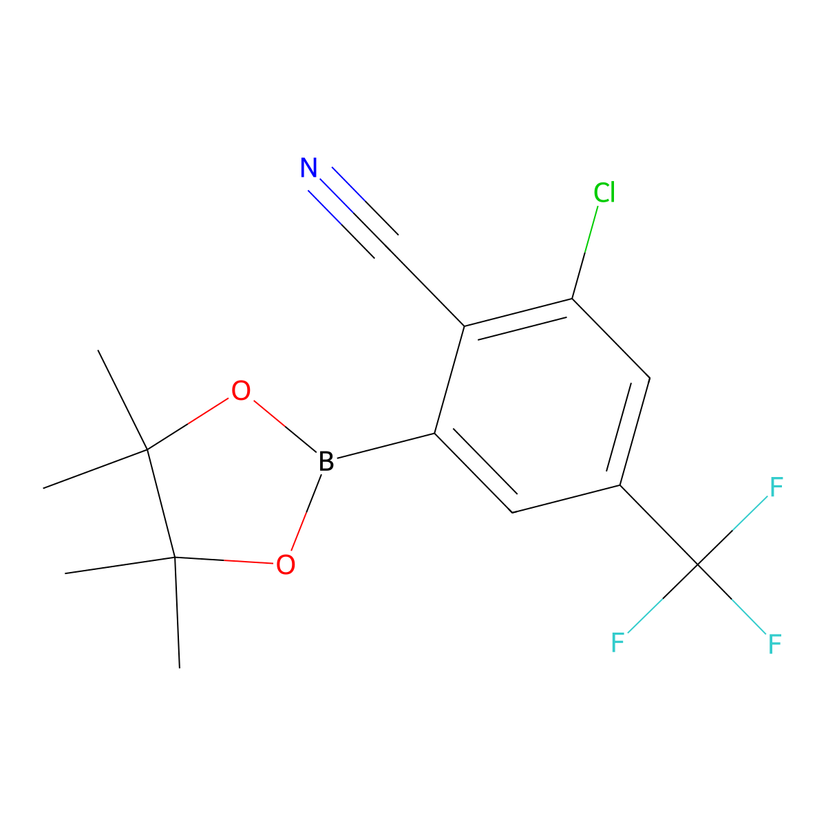 2-Chloro-6-(4,4,5,5-tetramethyl-1,3,2-dioxaborolan-2-yl)-4-(trifluoromethyl)benzonitrile molecular structure, CAS 2819707-92-9