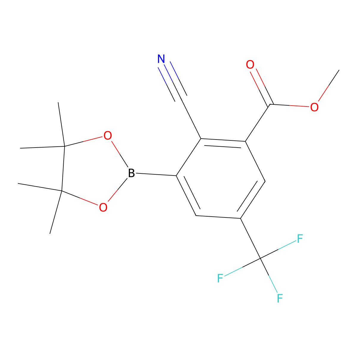 Methyl 2-cyano-3-(4,4,5,5-tetramethyl-1,3,2-dioxaborolan-2-yl)-5-(trifluoromethyl)benzoate molecular structure, CAS 2819707-93-0
