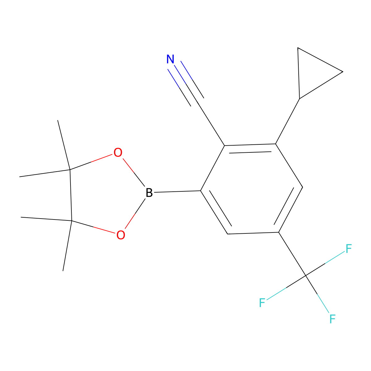 2-Cyclopropyl-6-(4,4,5,5-tetramethyl-1,3,2-dioxaborolan-2-yl)-4-(trifluoromethyl)benzonitrile molecular structure, CAS 2819707-94-1