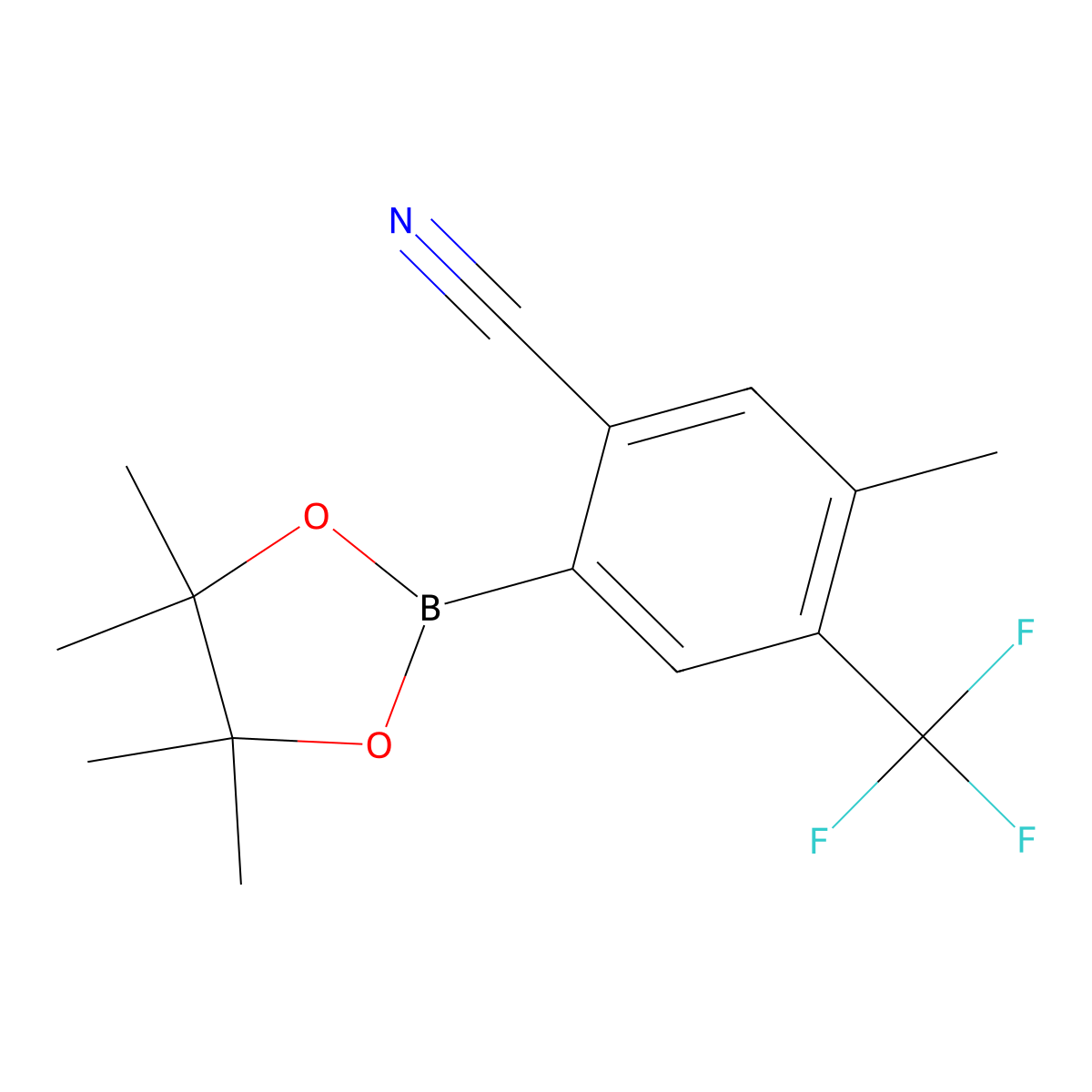 5-Methyl-2-(4,4,5,5-tetramethyl-1,3,2-dioxaborolan-2-yl)-4-(trifluoromethyl)benzonitrile molecular structure, CAS 2819707-95-2