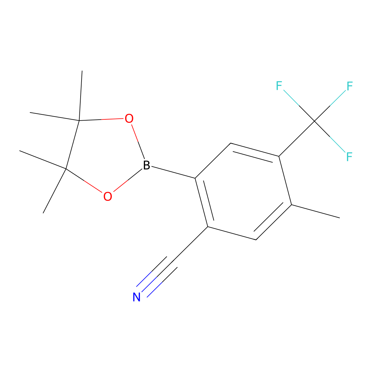 5-Methyl-2-(4,4,5,5-tetramethyl-1,3,2-dioxaborolan-2-yl)-4-(trifluoromethyl)benzonitrile molecular structure, CAS 2819707-95-2