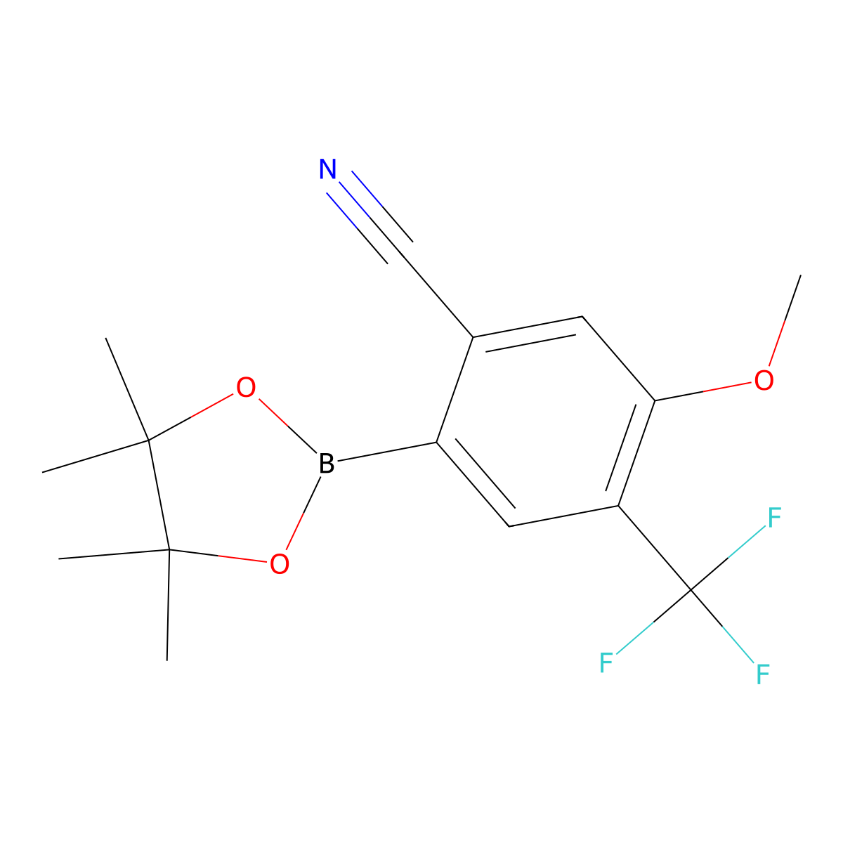 5-Methoxy-2-(4,4,5,5-tetramethyl-1,3,2-dioxaborolan-2-yl)-4-(trifluoromethyl)benzonitrile molecular structure, CAS 2819707-96-3