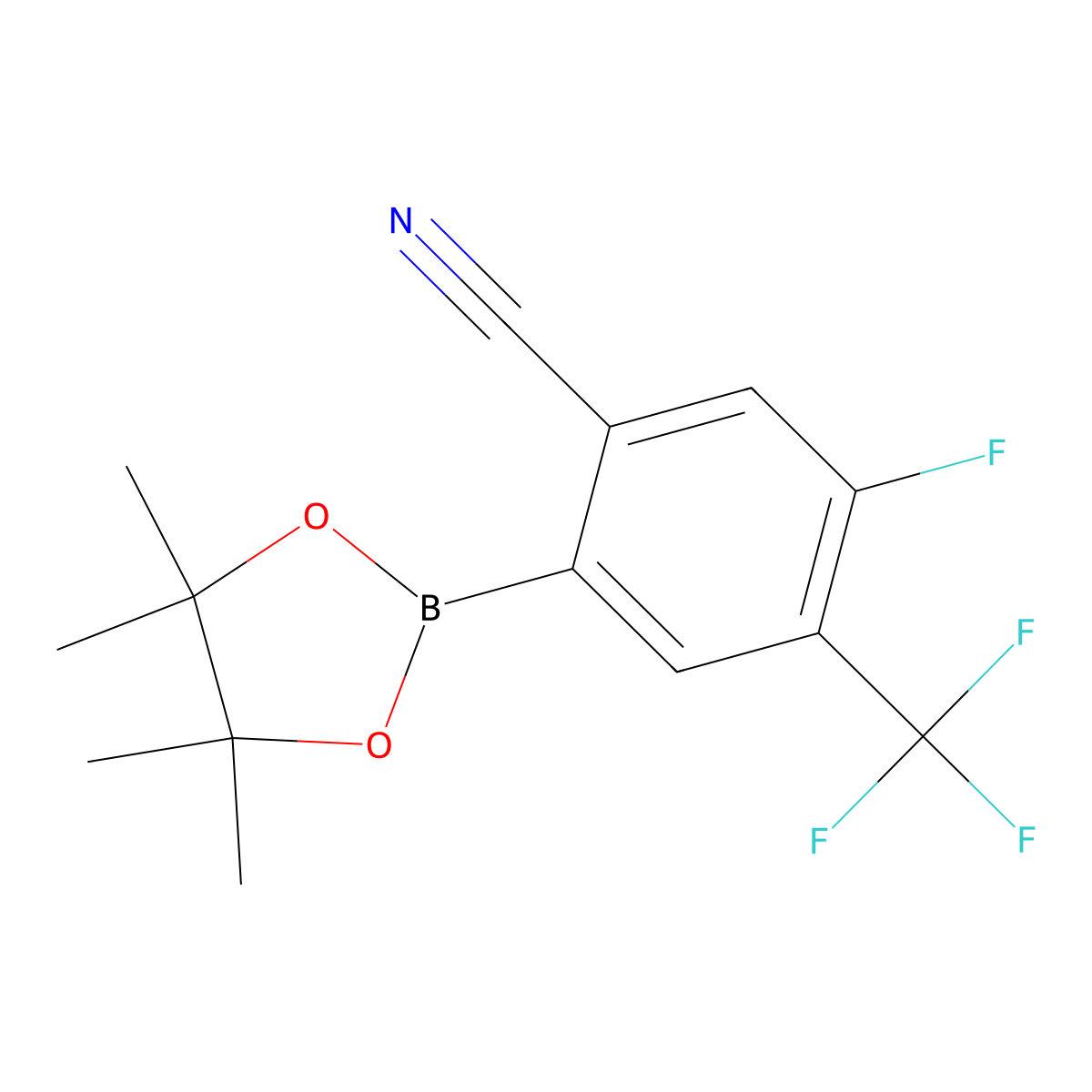 5-Fluoro-2-(4,4,5,5-tetramethyl-1,3,2-dioxaborolan-2-yl)-4-(trifluoromethyl)benzonitrile molecular structure, CAS 2819707-97-4