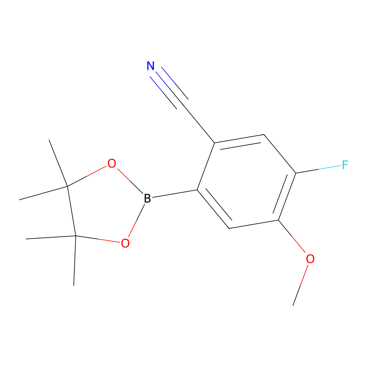 5-Fluoro-4-methoxy-2-(4,4,5,5-tetramethyl-1,3,2-dioxaborolan-2-yl)benzonitrile molecular structure, CAS 2819708-01-3