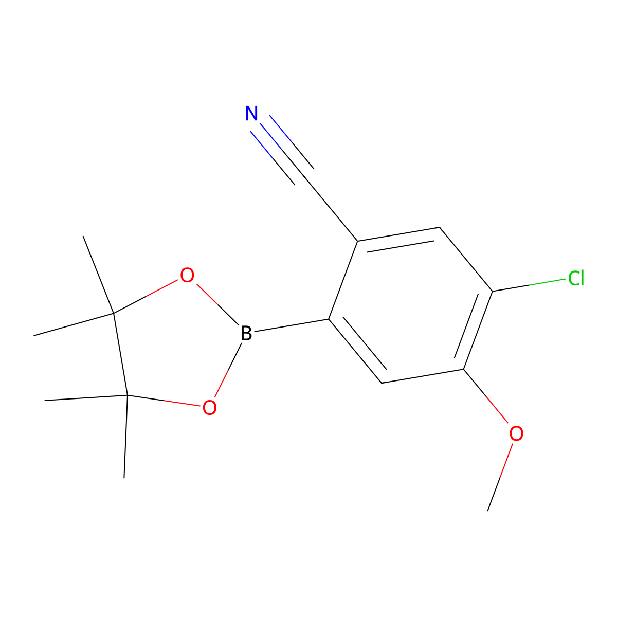 5-Chloro-4-methoxy-2-(4,4,5,5-tetramethyl-1,3,2-dioxaborolan-2-yl)benzonitrile molecular structure, CAS 2819708-04-6