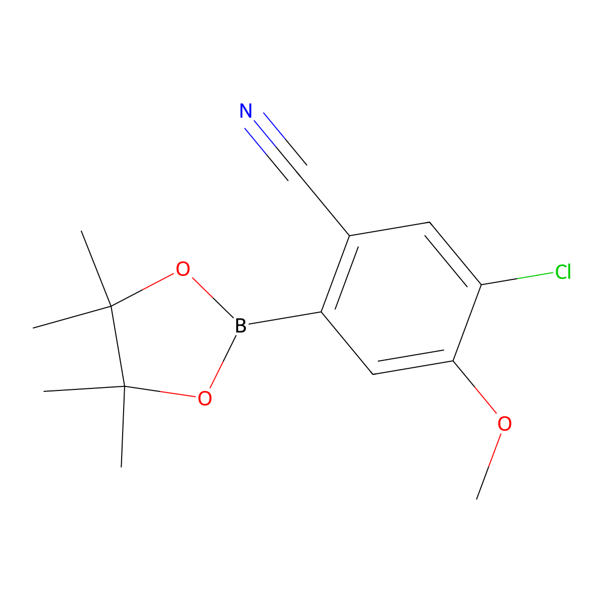 5-Chloro-4-methoxy-2-(4,4,5,5-tetramethyl-1,3,2-dioxaborolan-2-yl)benzonitrile molecular structure, CAS 2819708-04-6