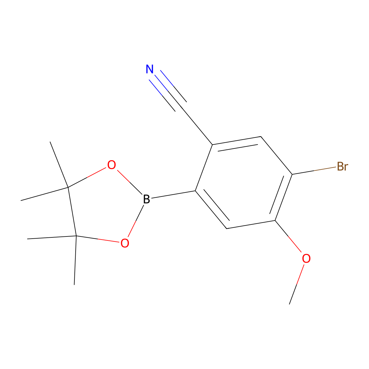 5-Bromo-4-methoxy-2-(4,4,5,5-tetramethyl-1,3,2-dioxaborolan-2-yl)benzonitrile molecular structure, CAS 2819708-05-7