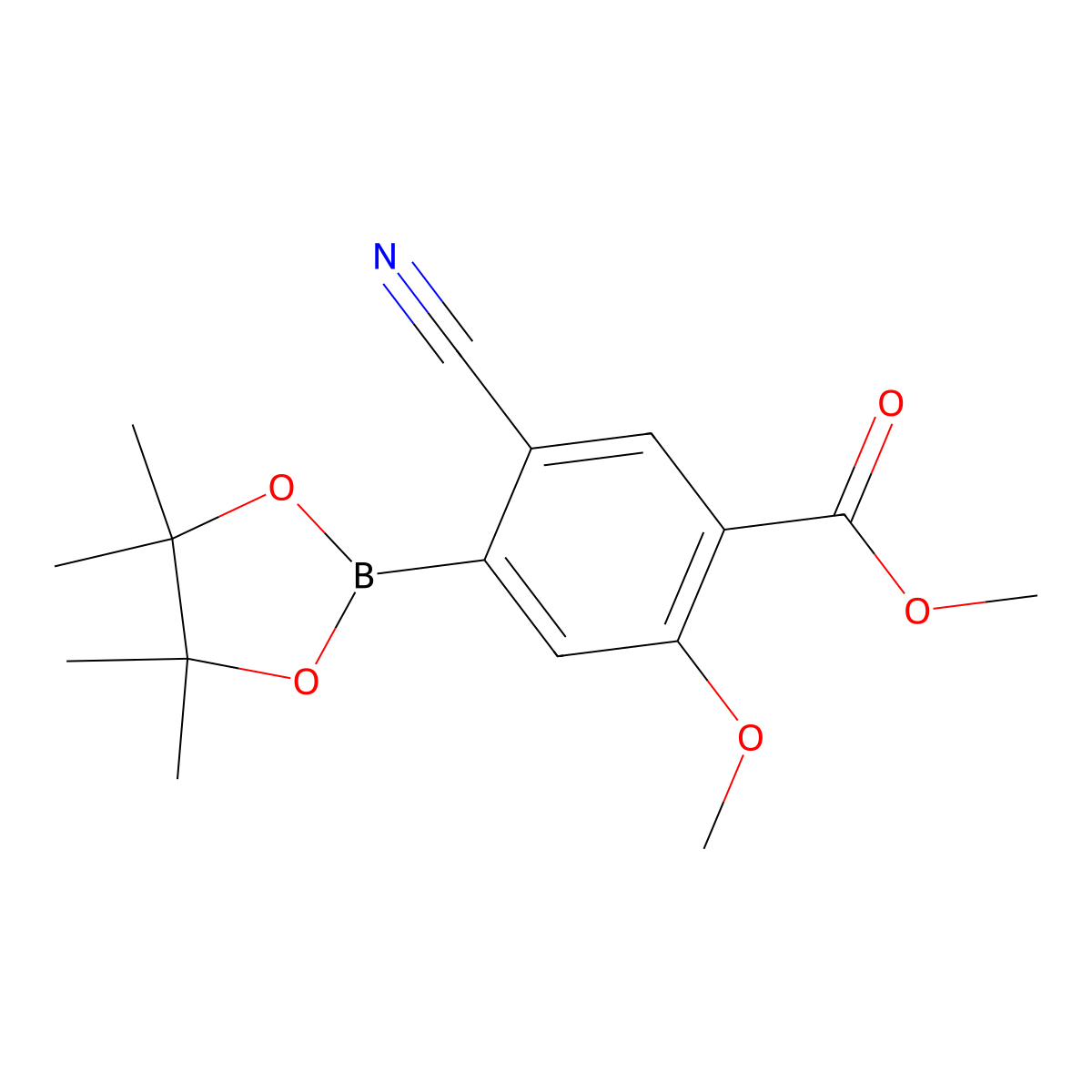 Methyl 5-cyano-2-methoxy-4-(4,4,5,5-tetramethyl-1,3,2-dioxaborolan-2-yl)benzoate molecular structure, CAS 2819708-06-8